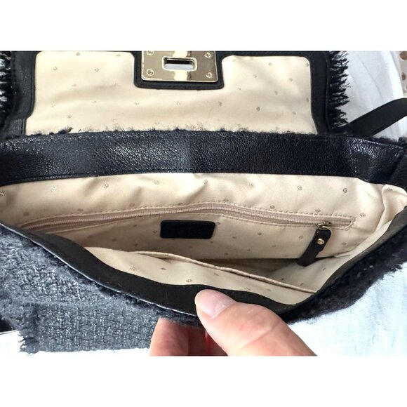 Kate spade Little Nadine black tuxedo hill tweed purse crossbody satchel - Picture 7 of 8